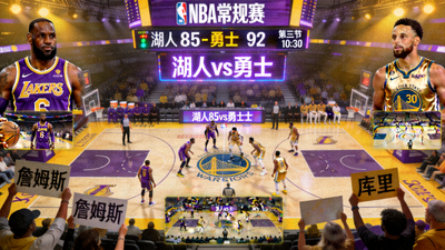 湖人对阵勇士NBA常规赛直播画面